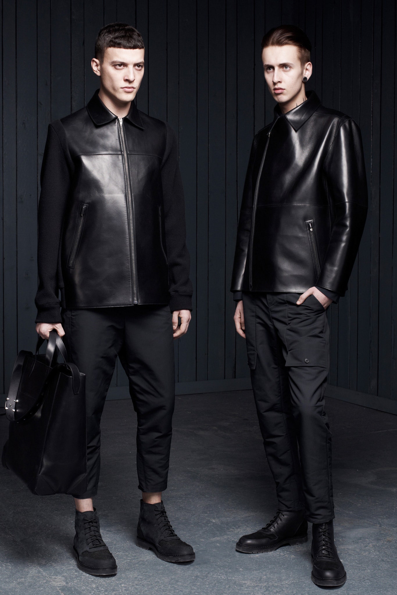 black leather jacket and pants