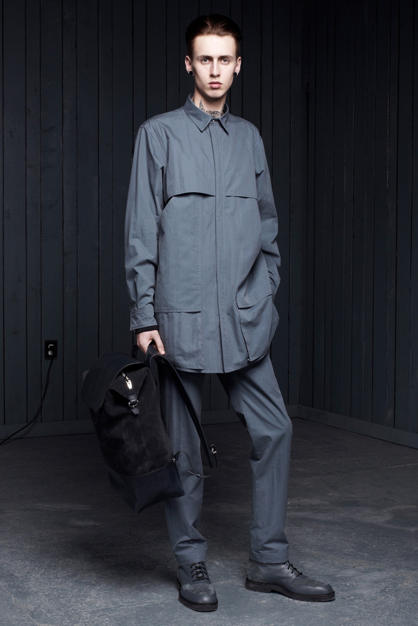 gray relaxed shirt and pants