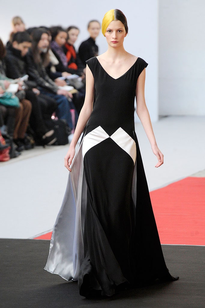 black and white silk gown