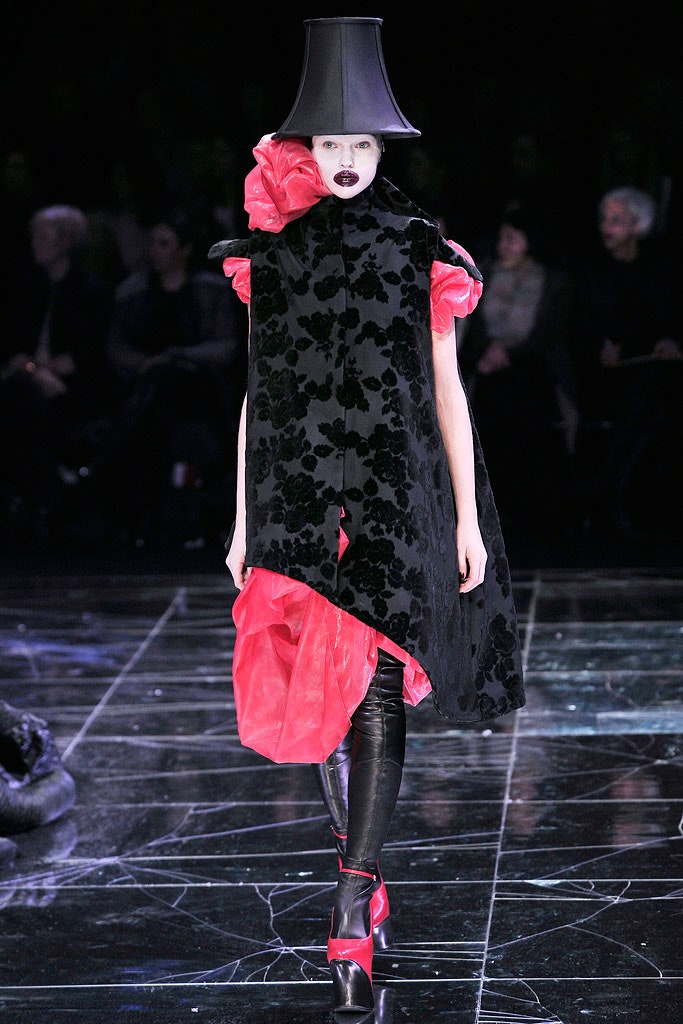 black velvet cape and red silk dress