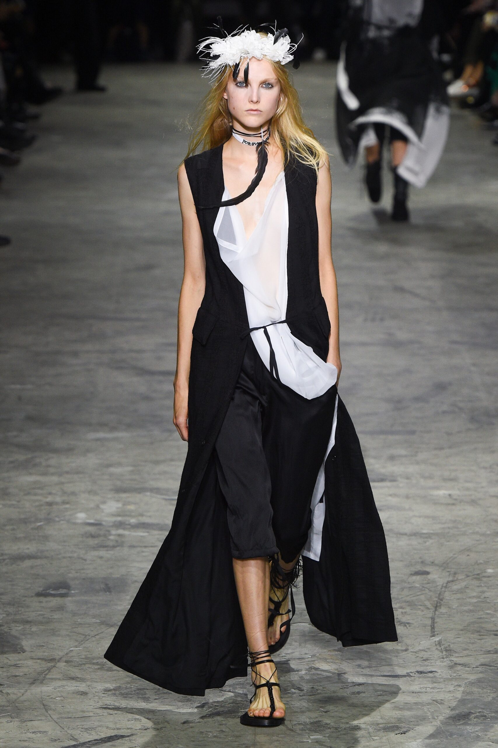 black and white layered maxi dress