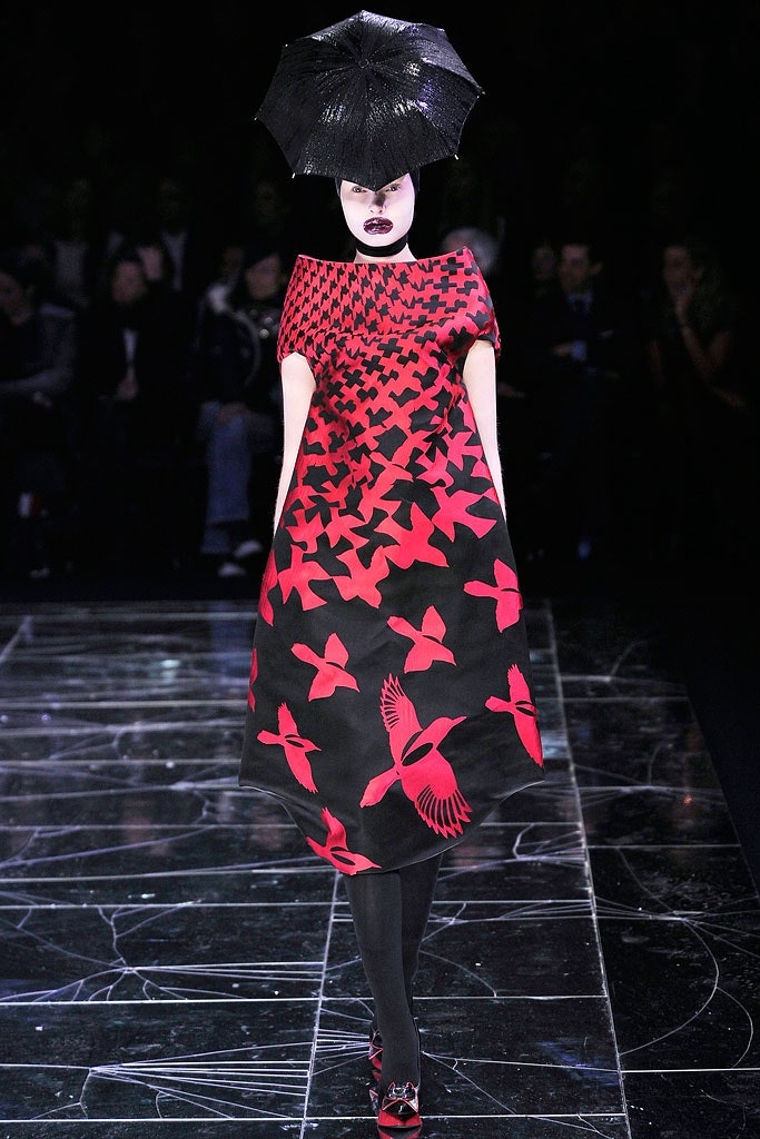 black and red printed midi dress