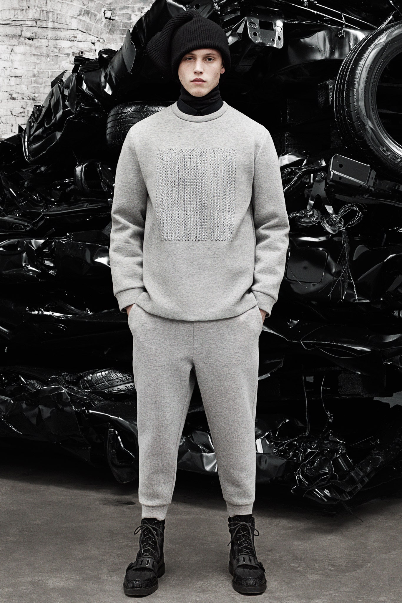 gray relaxed sweater and pants