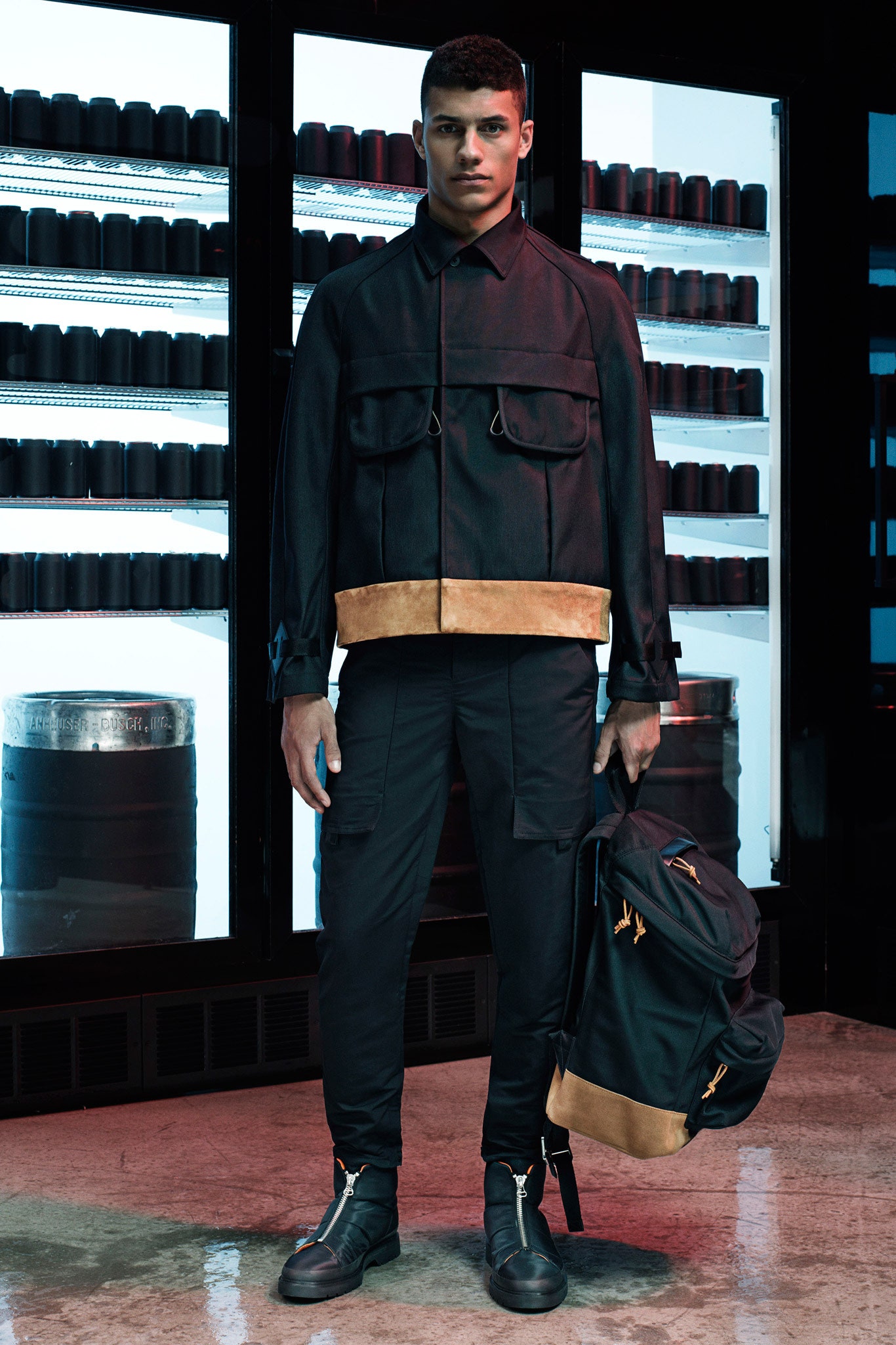 black cotton fitted cargo pants
