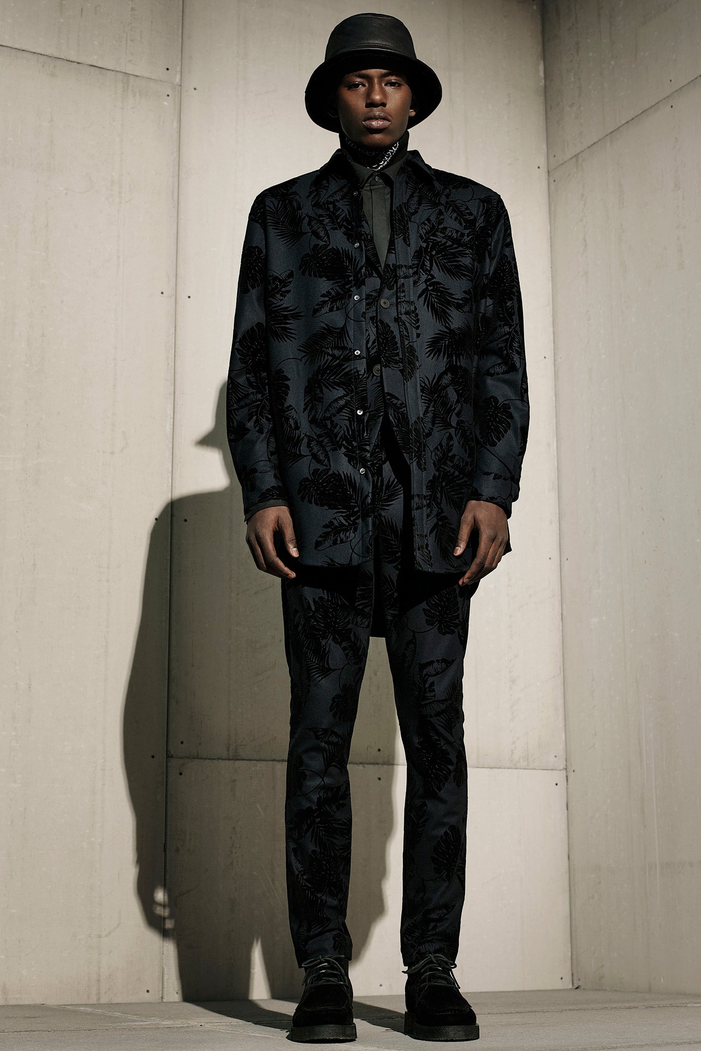 black printed shirt and pants