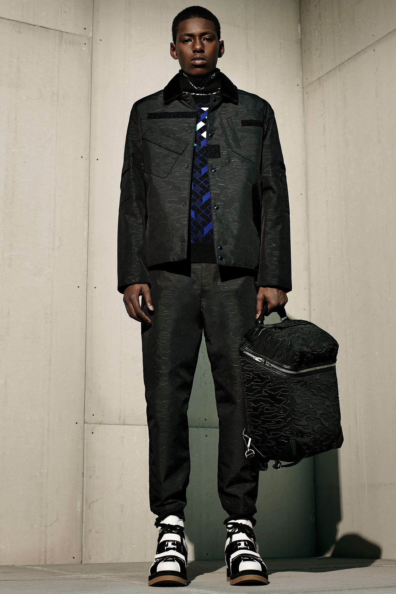black denim jacket and pants