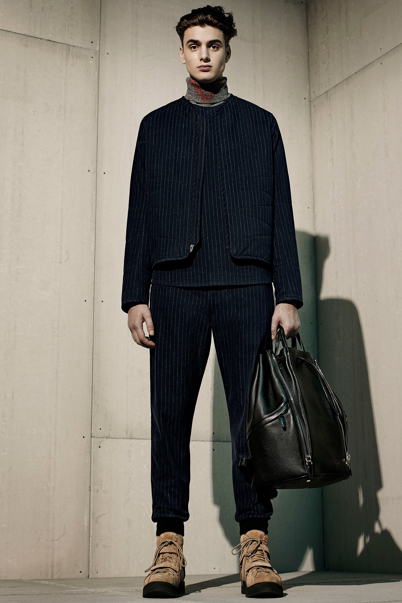 blue striped relaxed jacket and pants