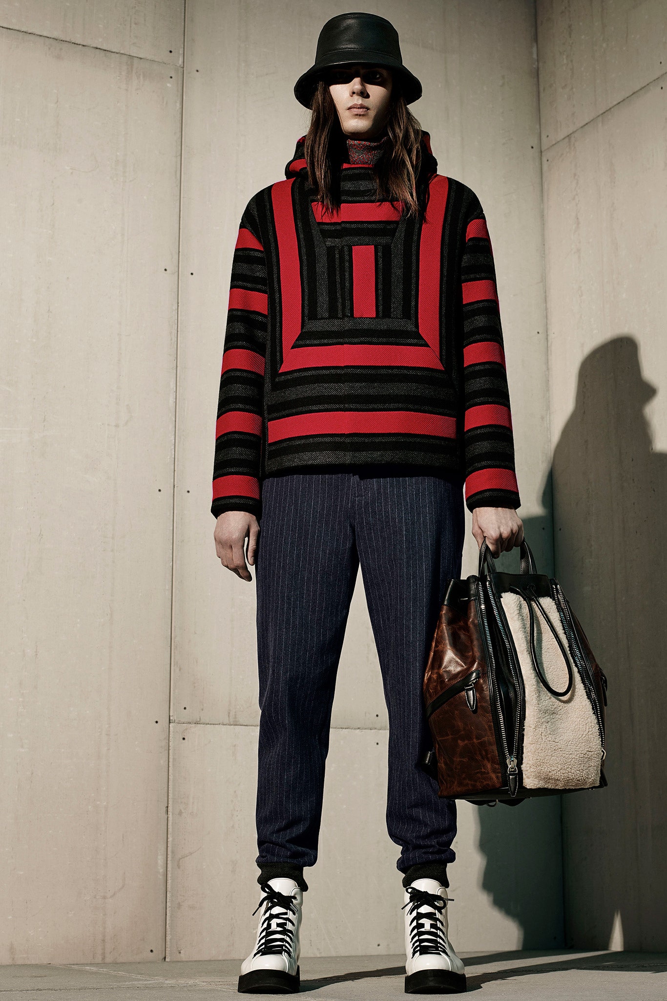 red and black striped hoodie
