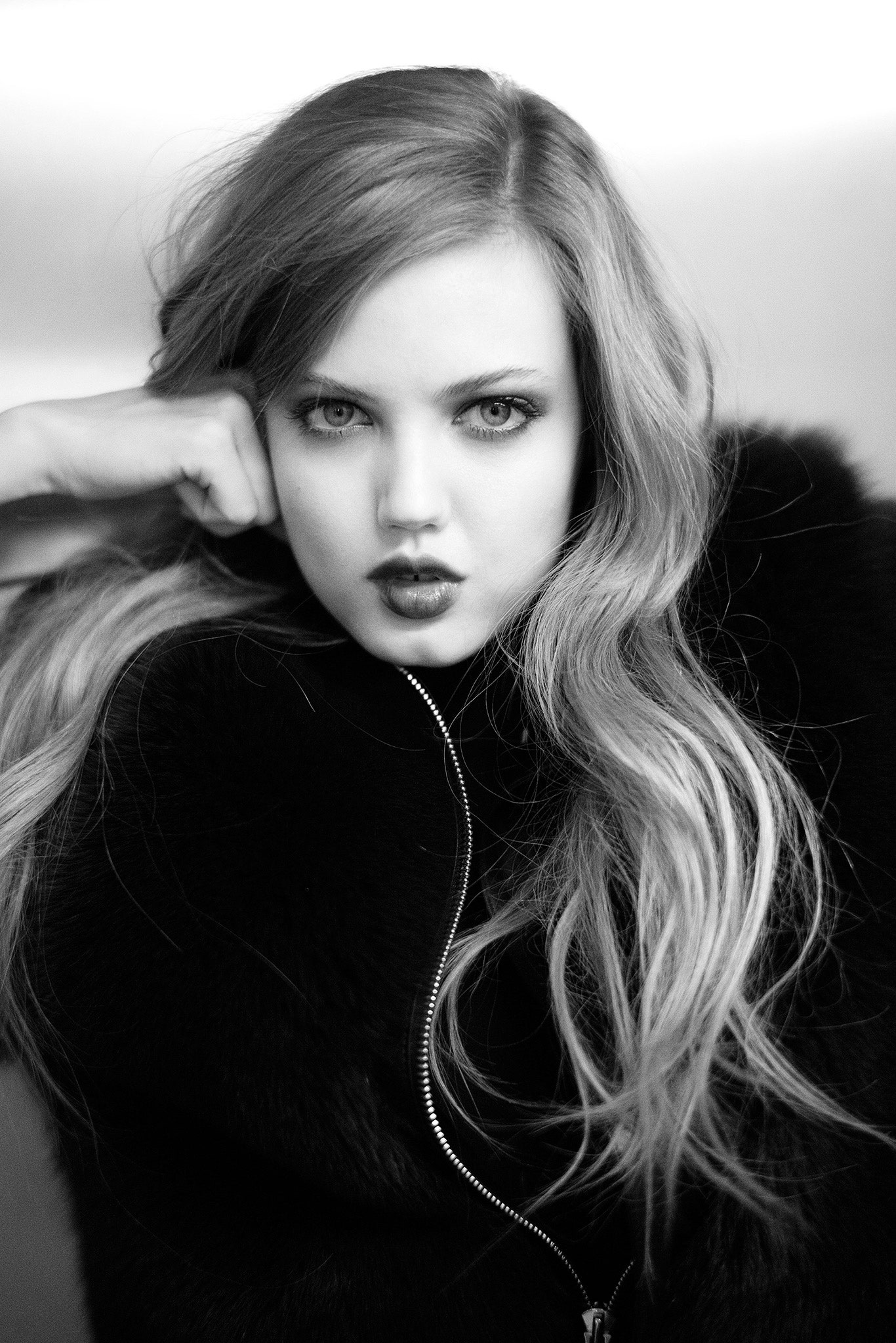 black fur relaxed coat