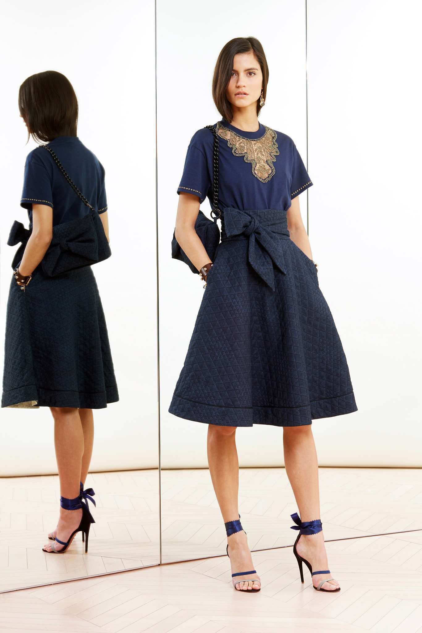blue satin fitted shoes
