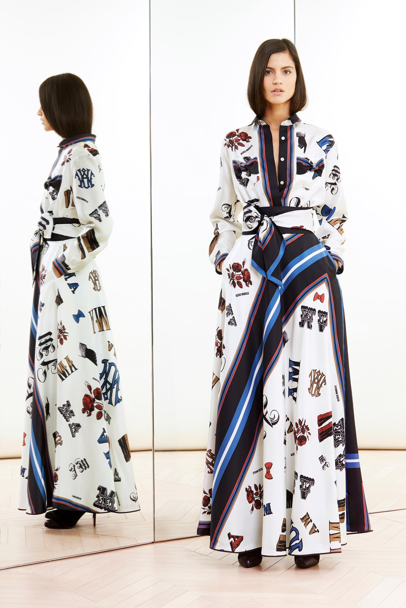 white printed maxi dress