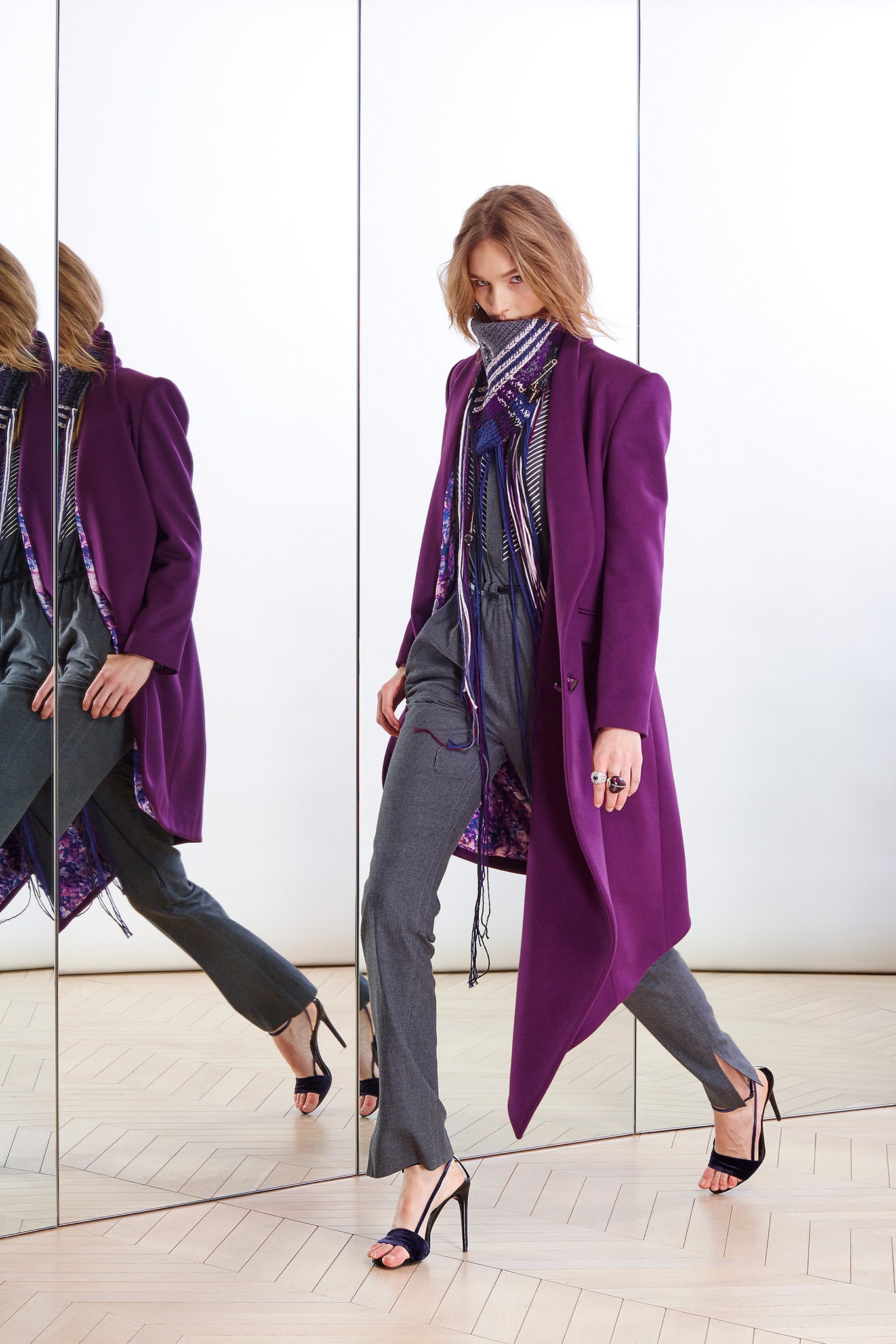 purple wool tailored coat