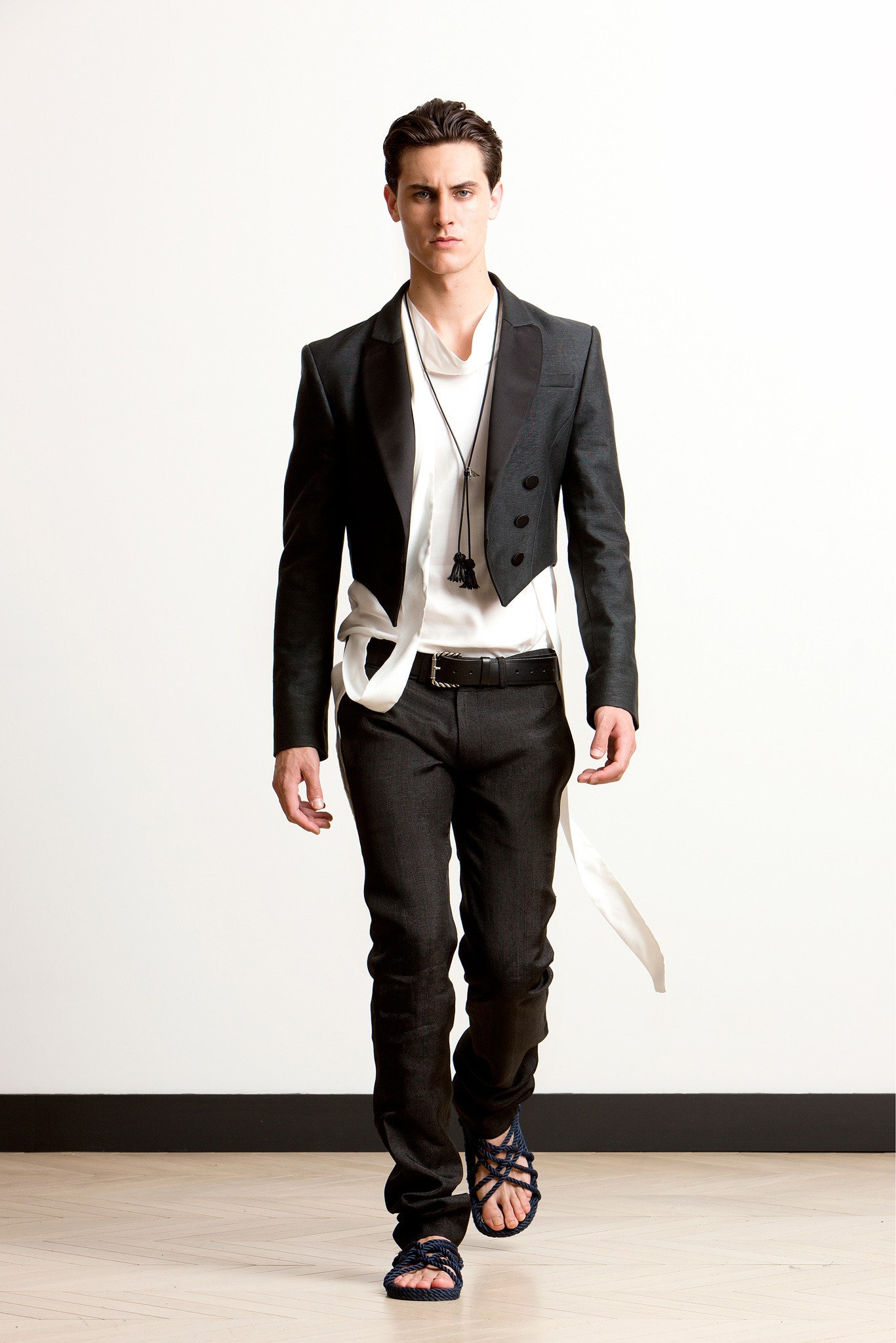 black tailored blazer with white shirt