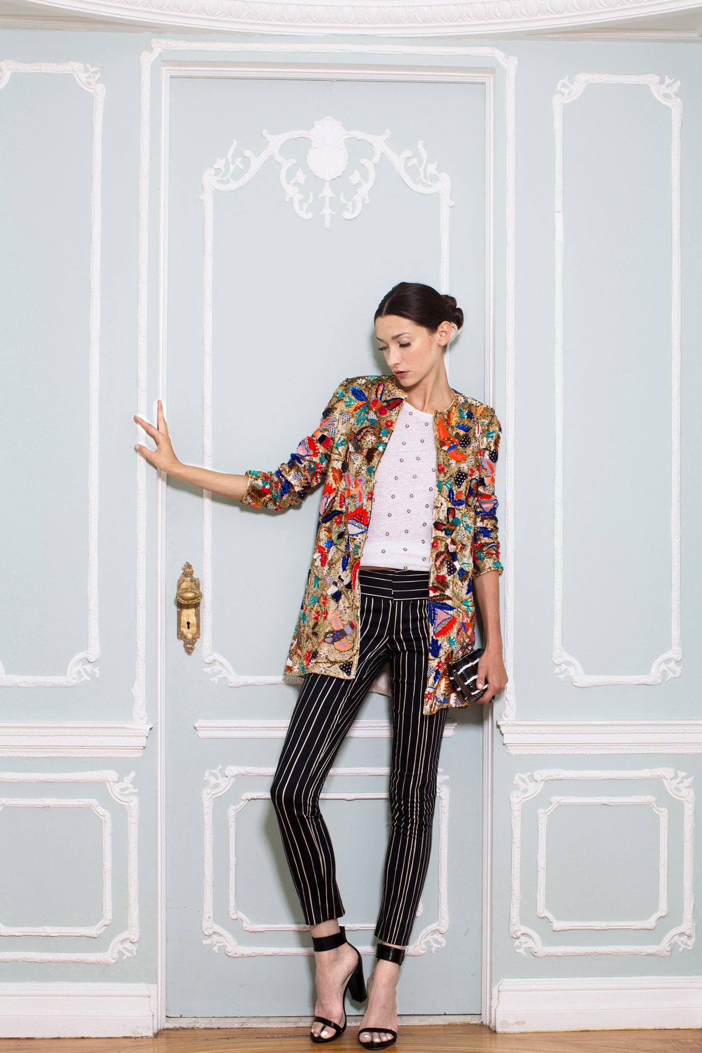 multi-colored embroidered blazer