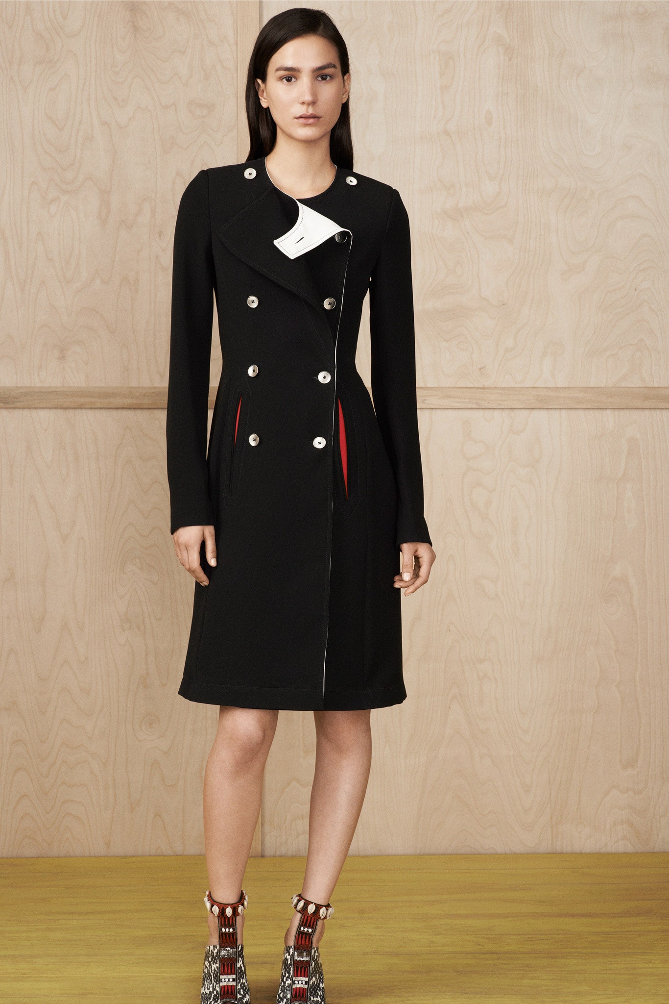 fitted black wool coat