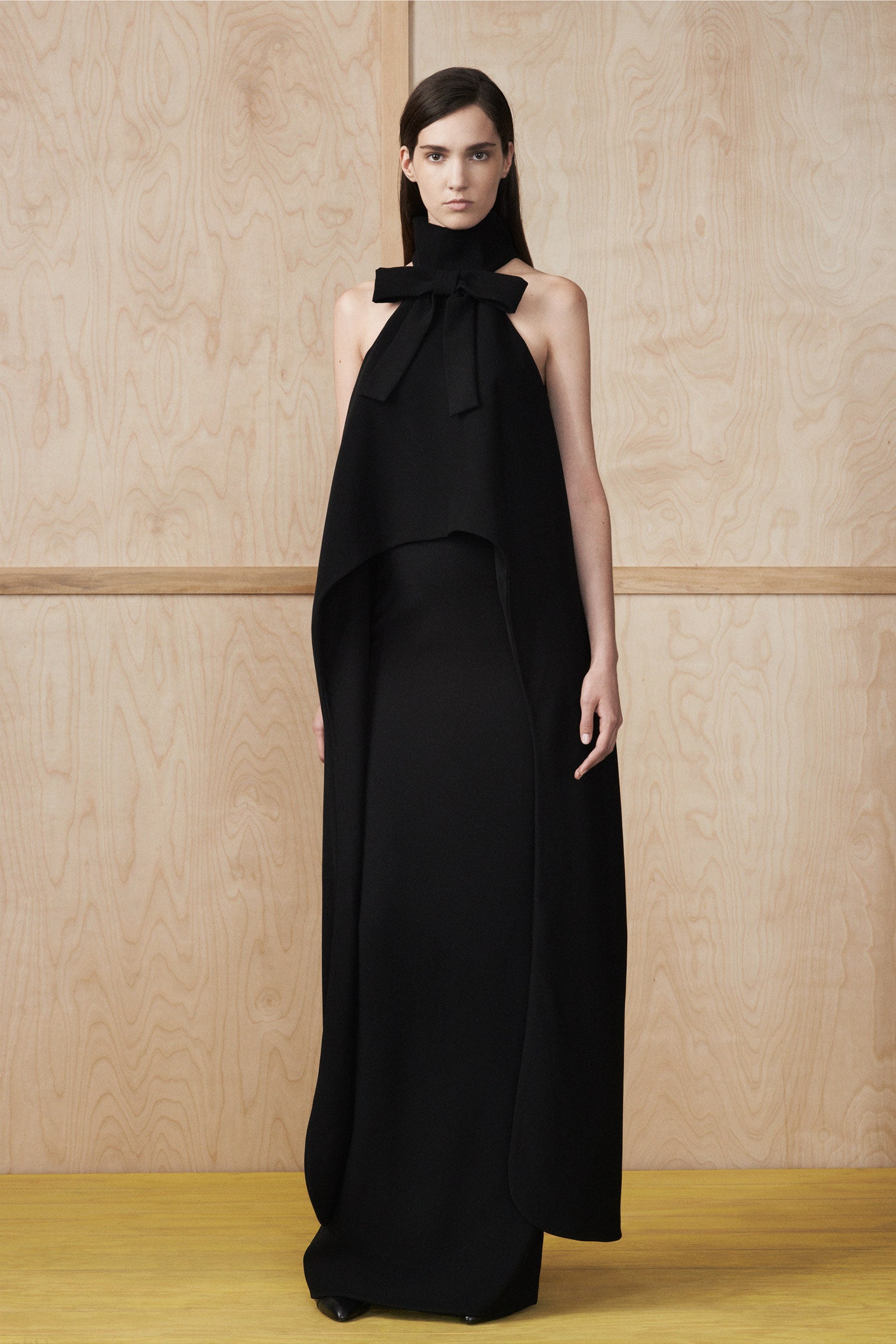 black silk sleeveless gown