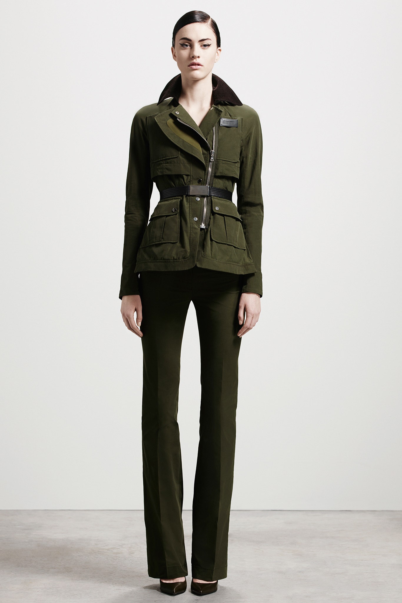 fitted green jacket with pants