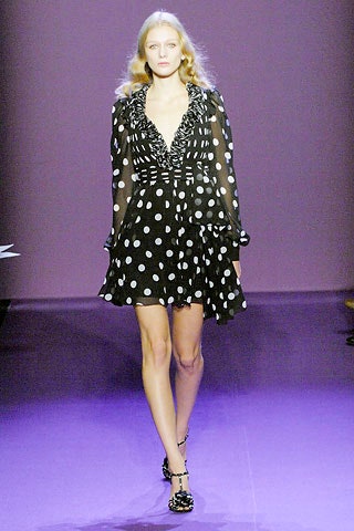 black and white polka-dot dress