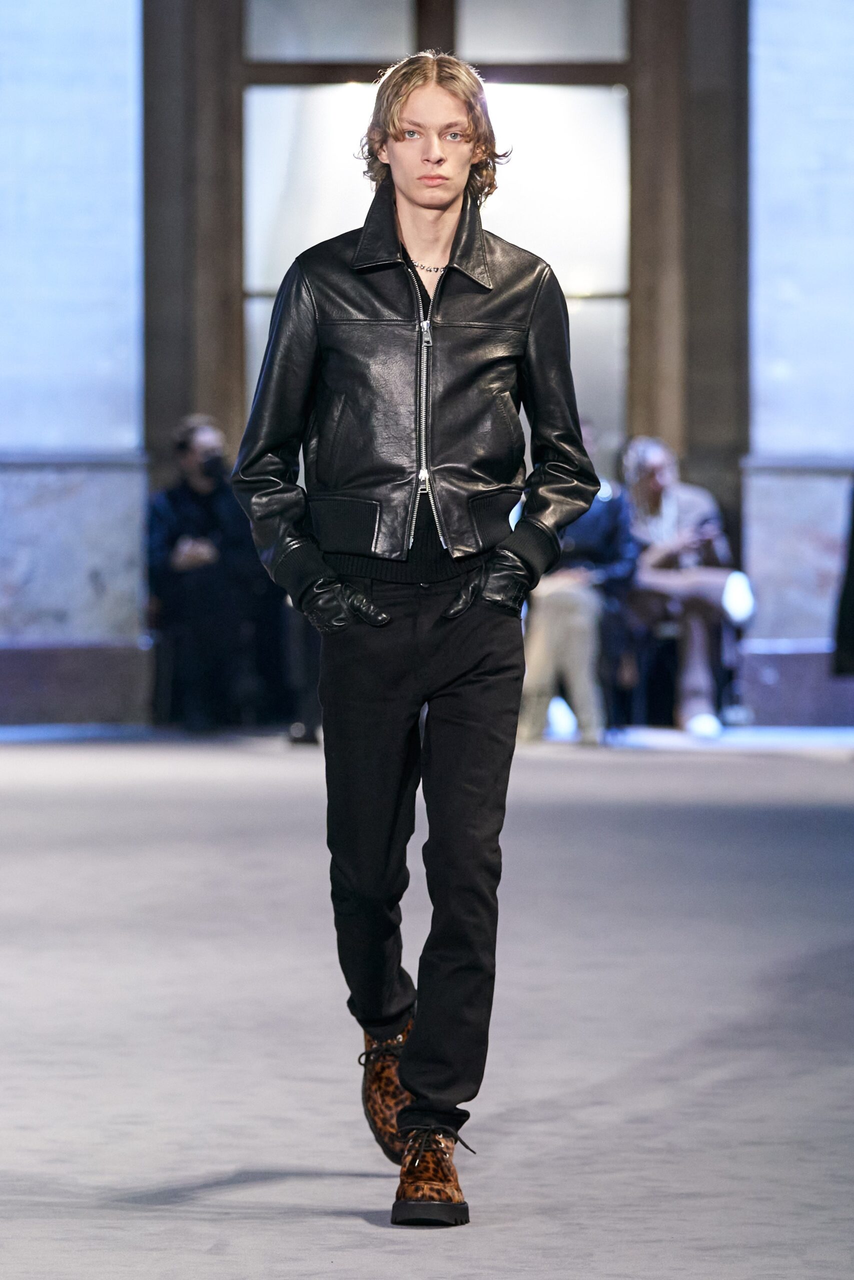 black leather fitted jacket