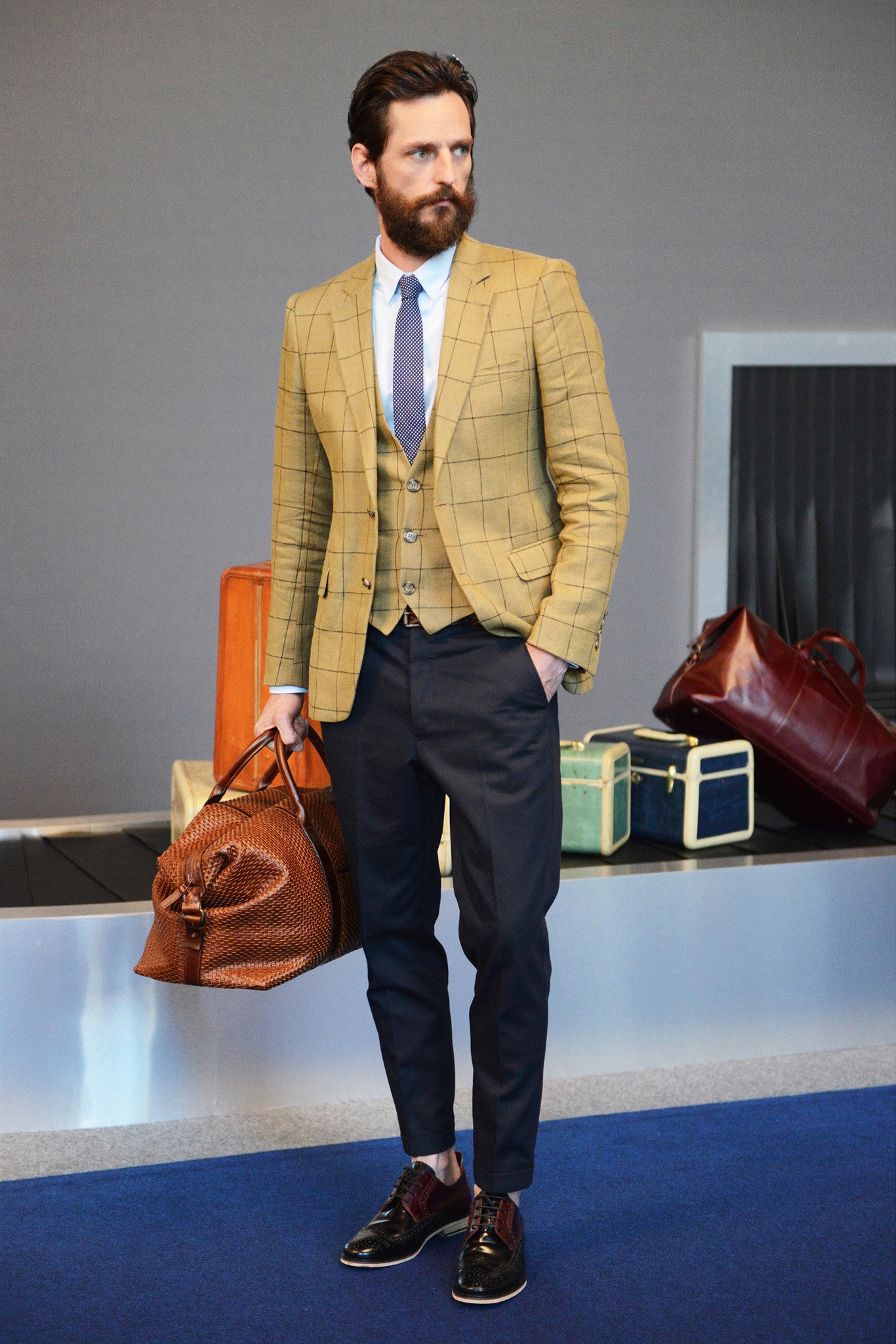 tailored yellow checked blazer