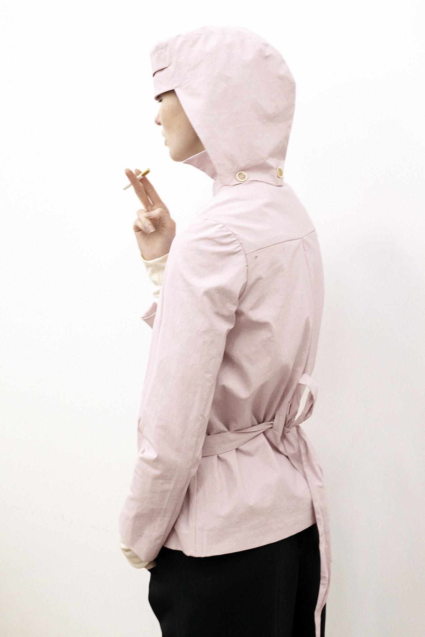 fitted pink hooded jacket