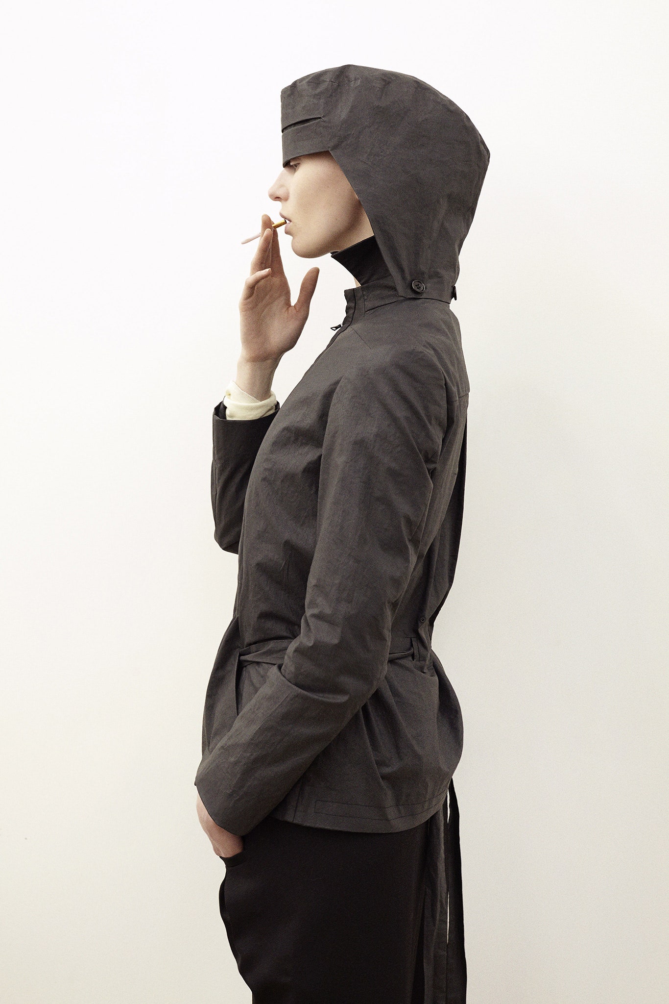black fitted jacket and pants