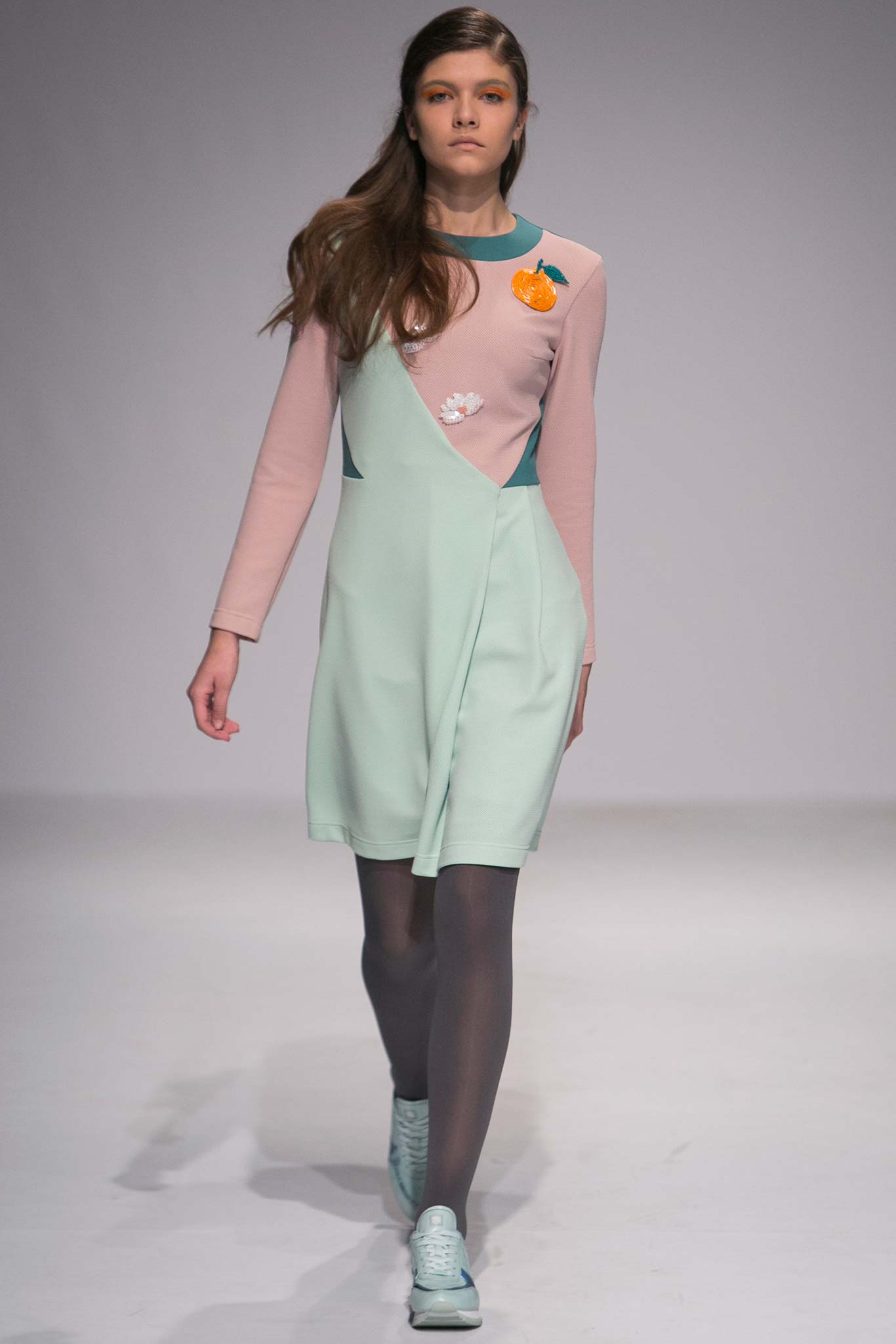 pink and green fitted dress