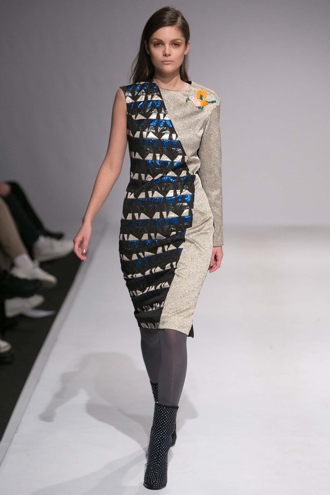 fitted asymmetric printed dress