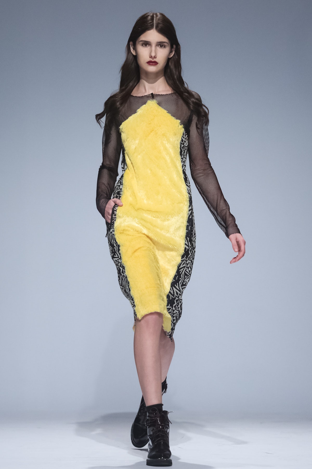 yellow black layered midi dress