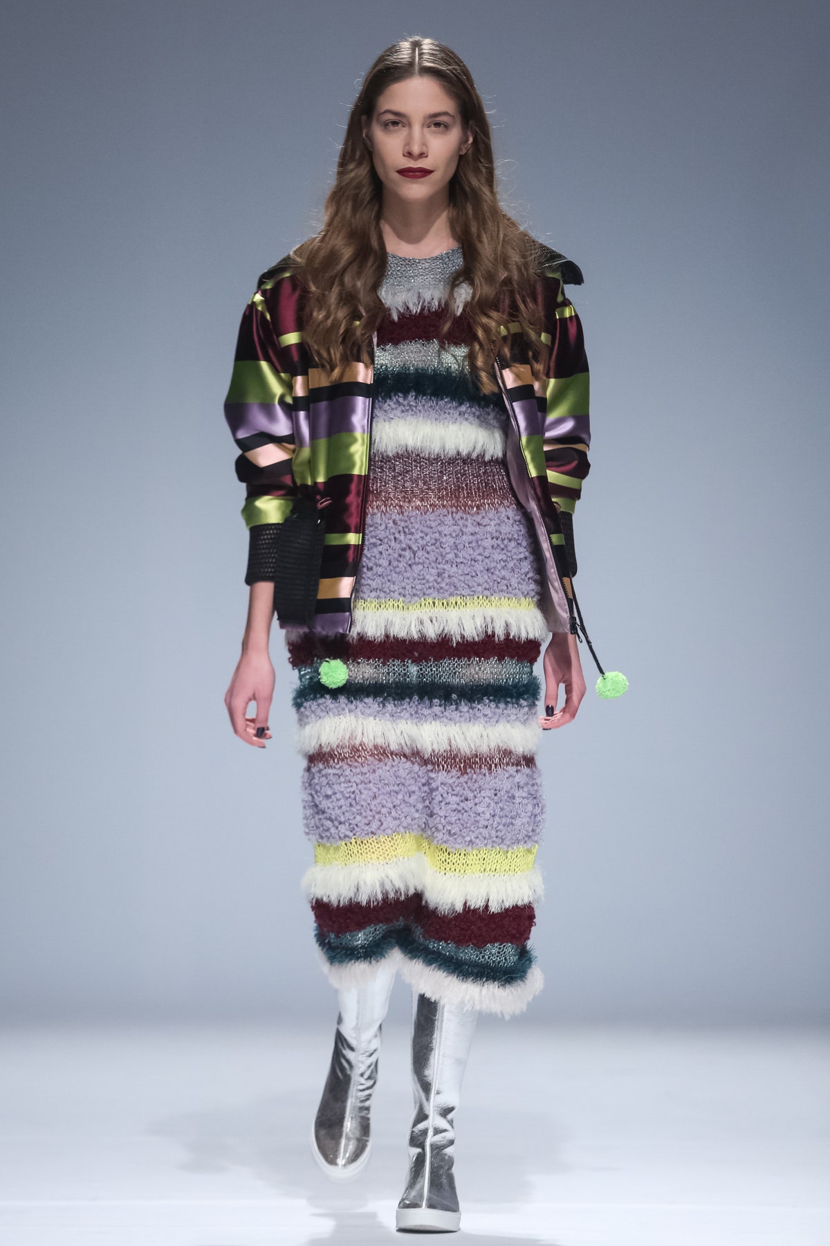 colorful midi dress with relaxed jacket