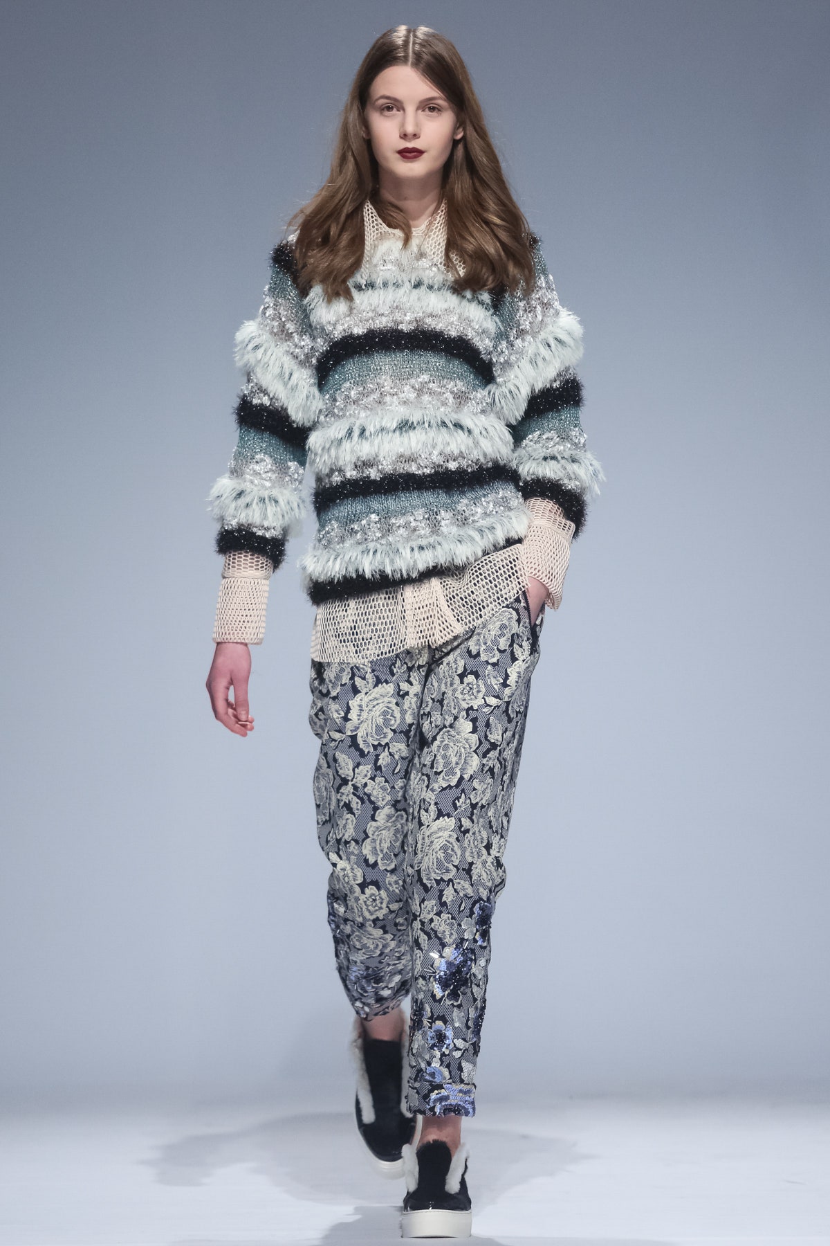blue cotton relaxed flared pants