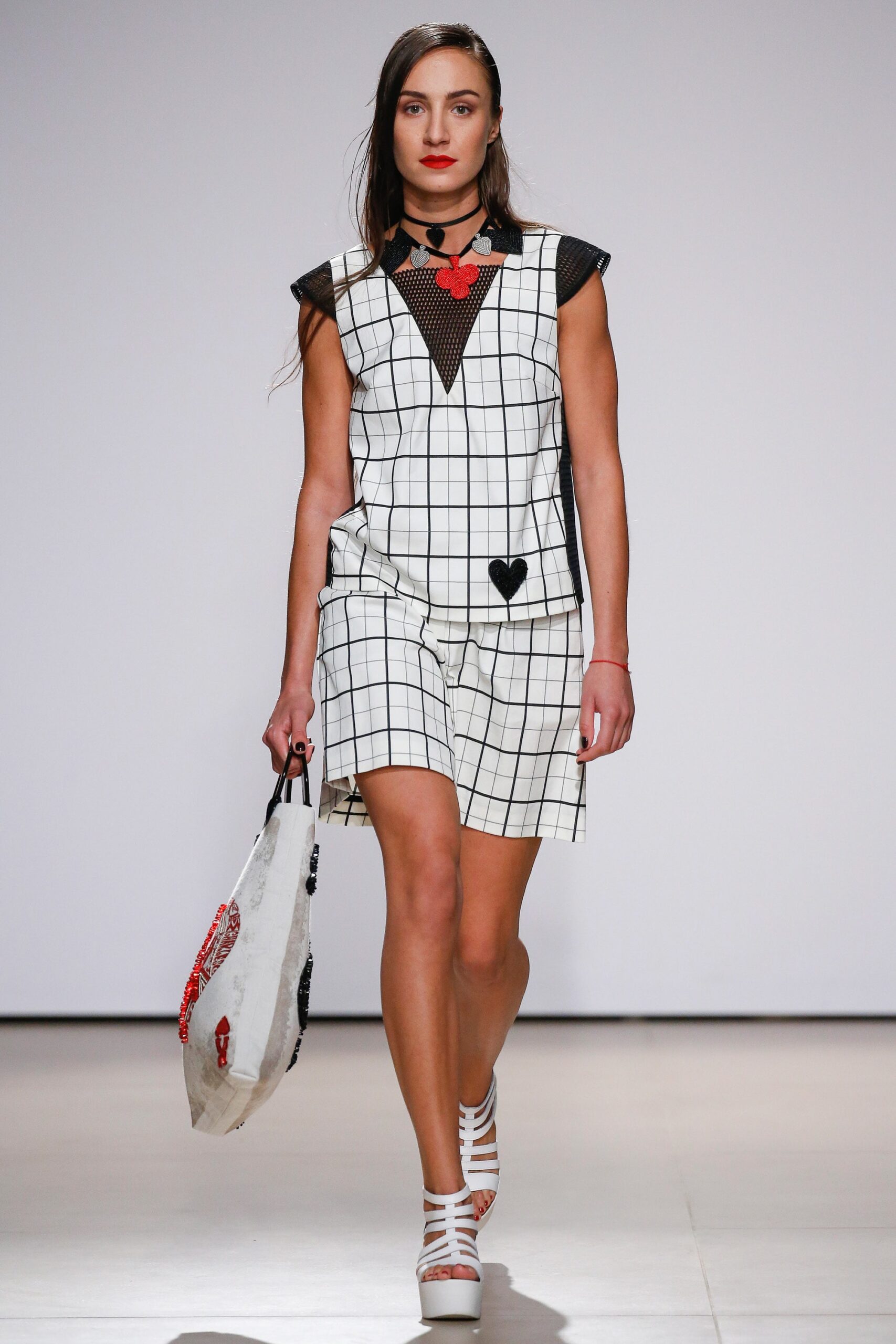 checked top and shorts outfit