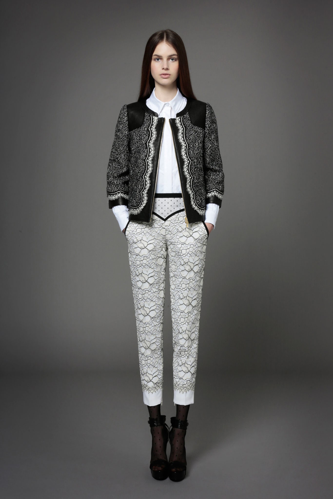 black and white embroidered jacket