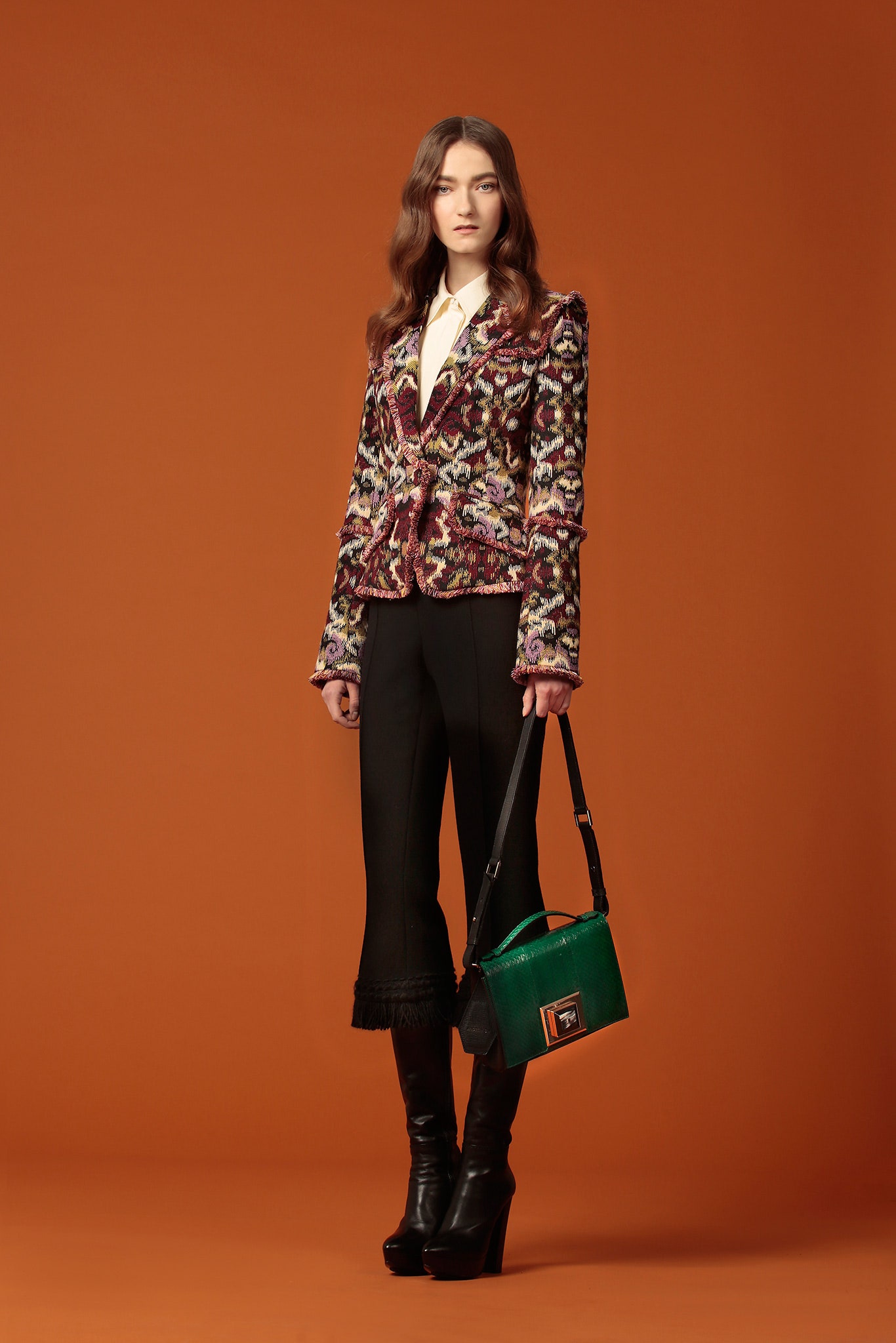 multi velvet long-sleeve collared tailored embroidered blazer
