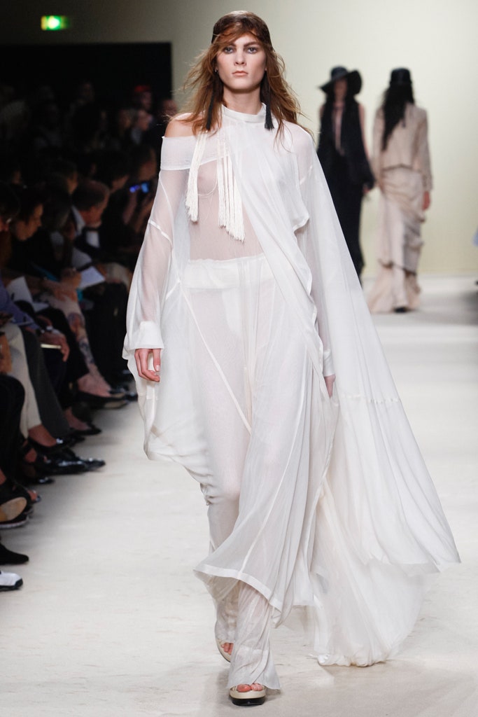 white sheer off-shoulder dress