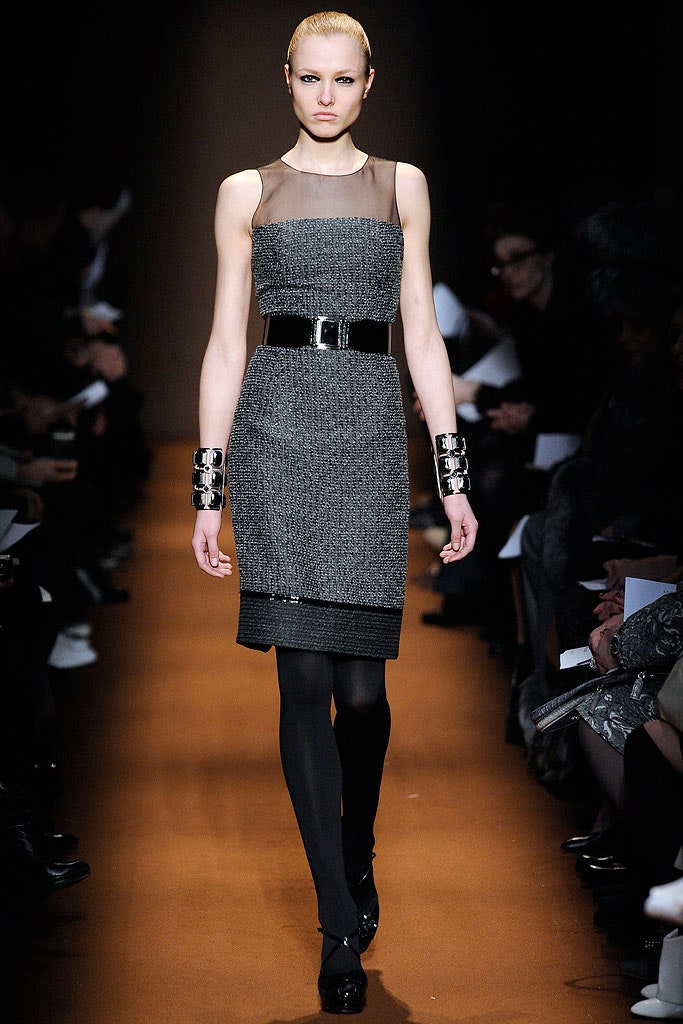 fitted gray tweed mini dress