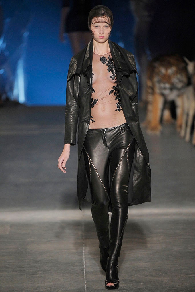 black leather coat and pants