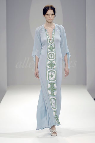blue silk embroidered gown