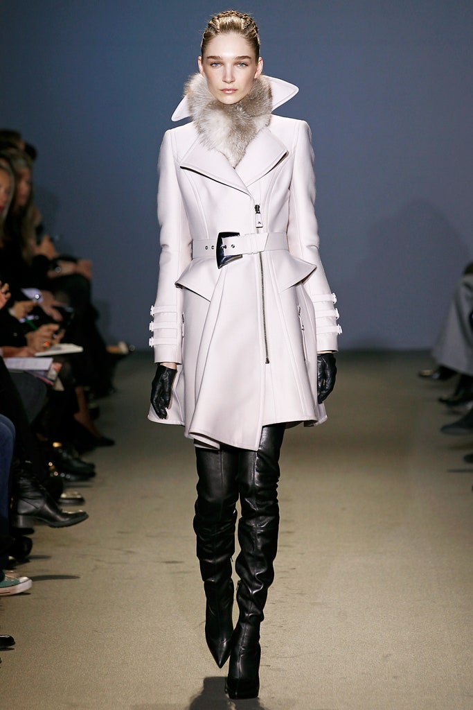 white leather fitted coat