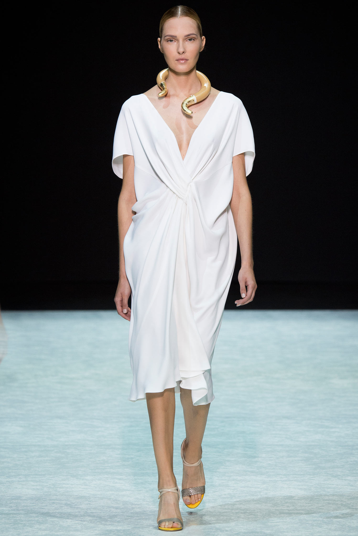relaxed white silk midi dress