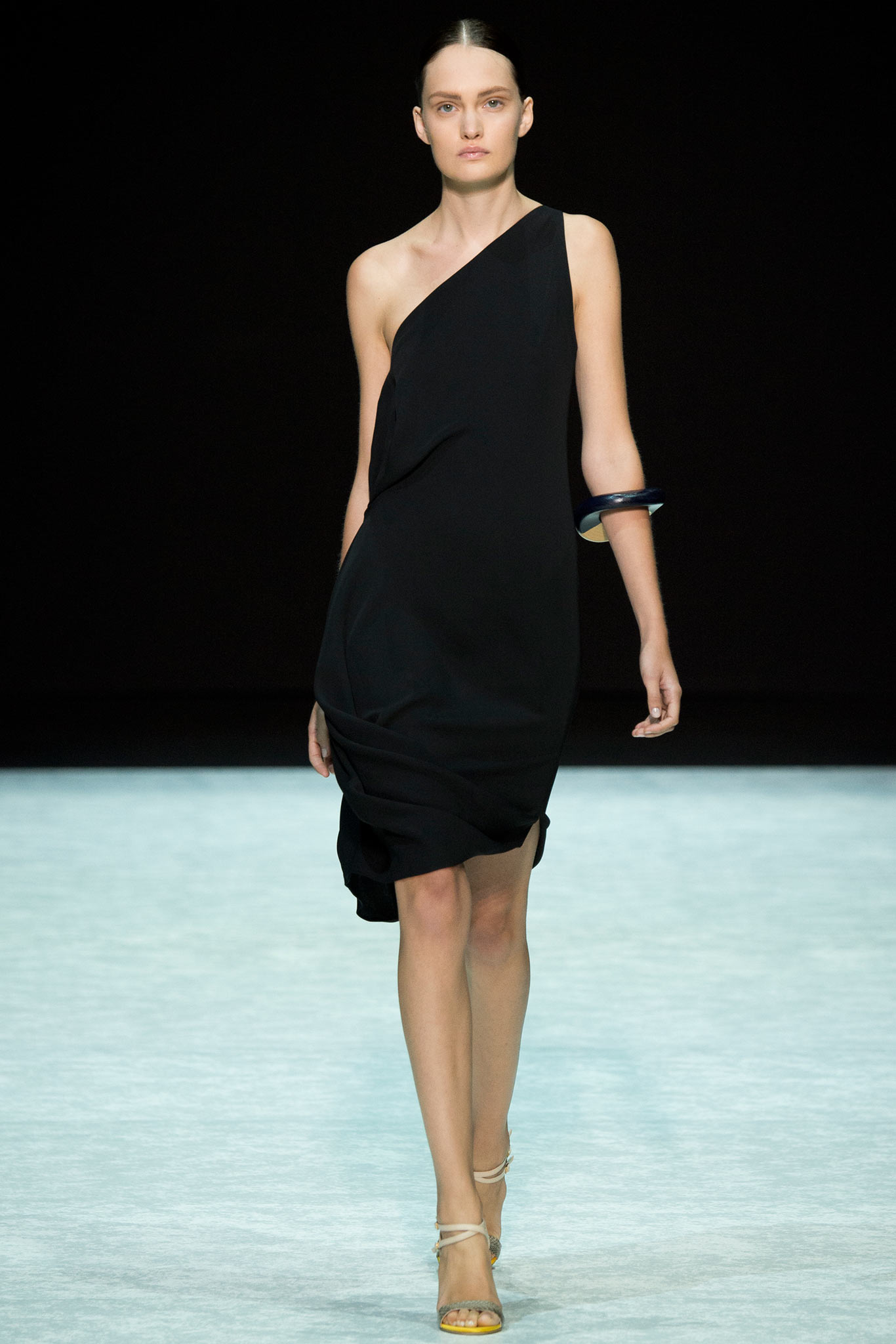 black silk asymmetric dress