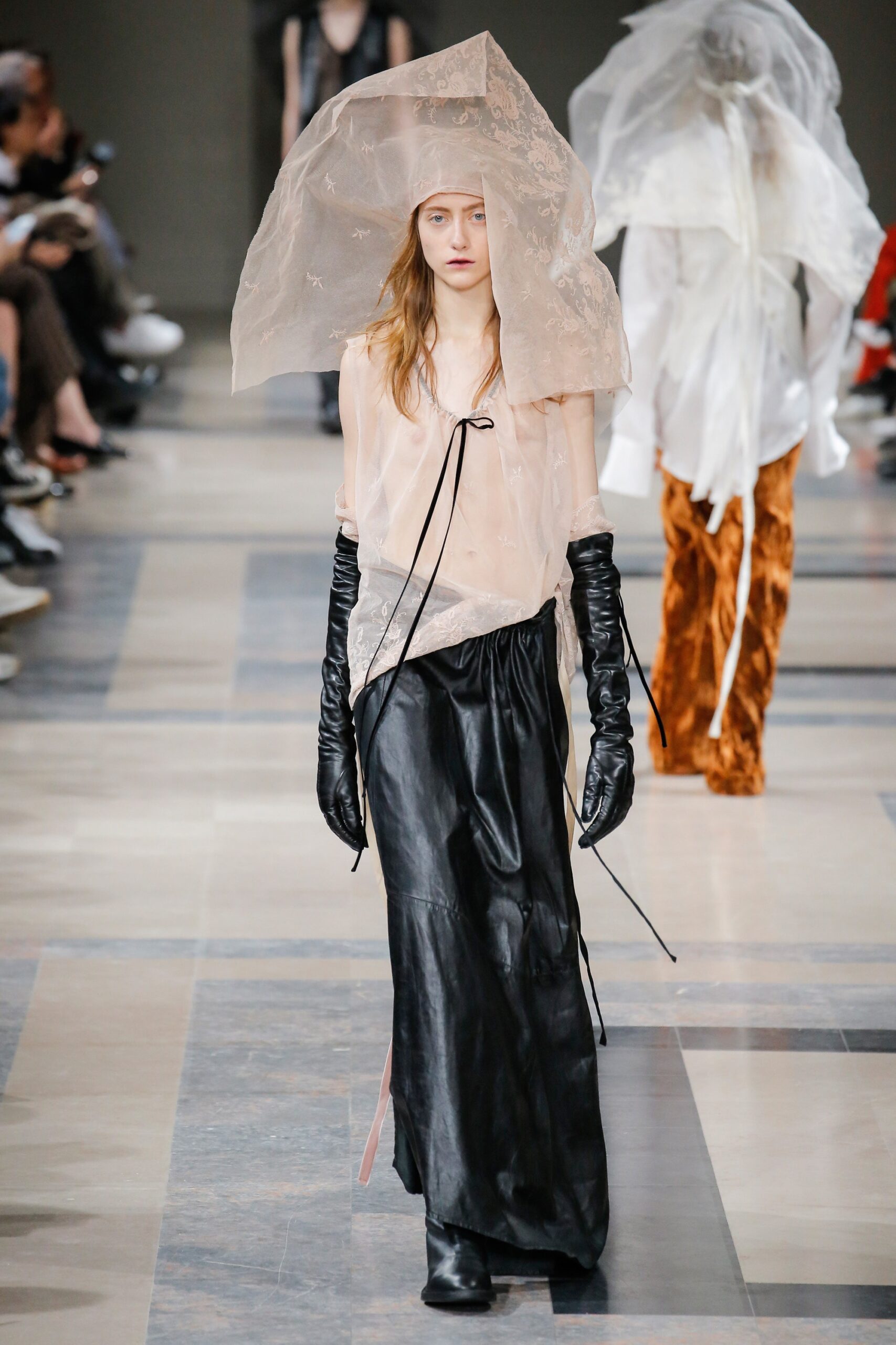 clear vinyl long-sleeve collared oversized draped flowing coat