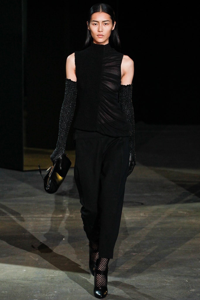 black fitted top and pants