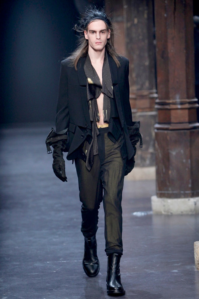 black structured jacket with fitted shirt