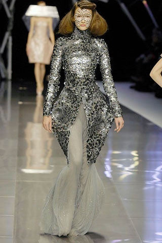 gray sequined fitted gown