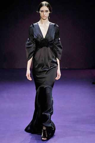black silk fitted gown