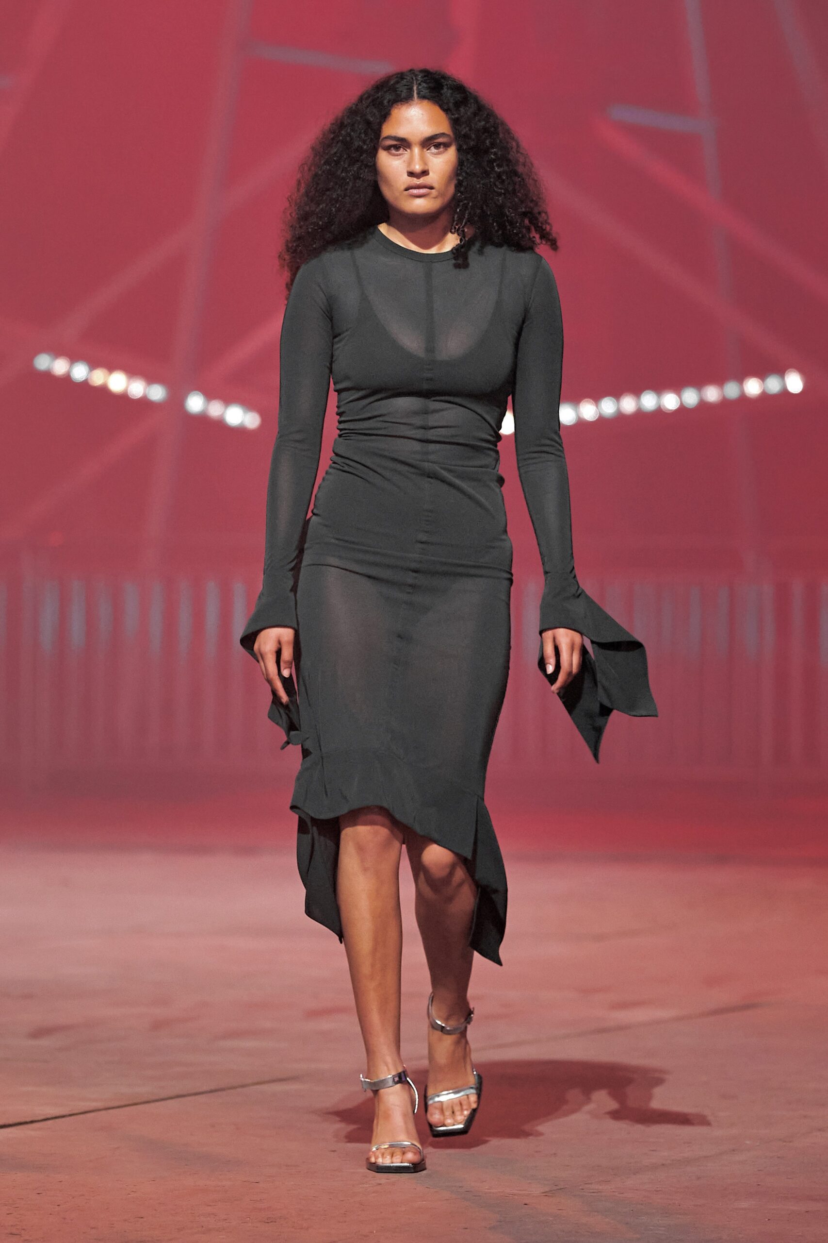 black fitted sheer dress