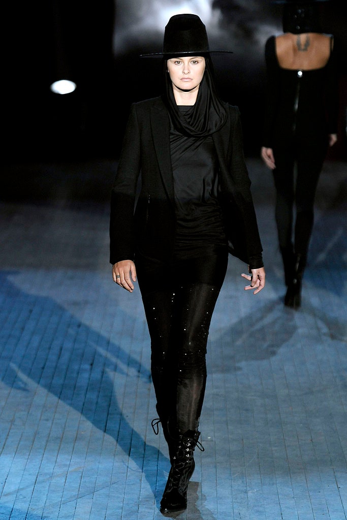 black tailored blazer and fitted top