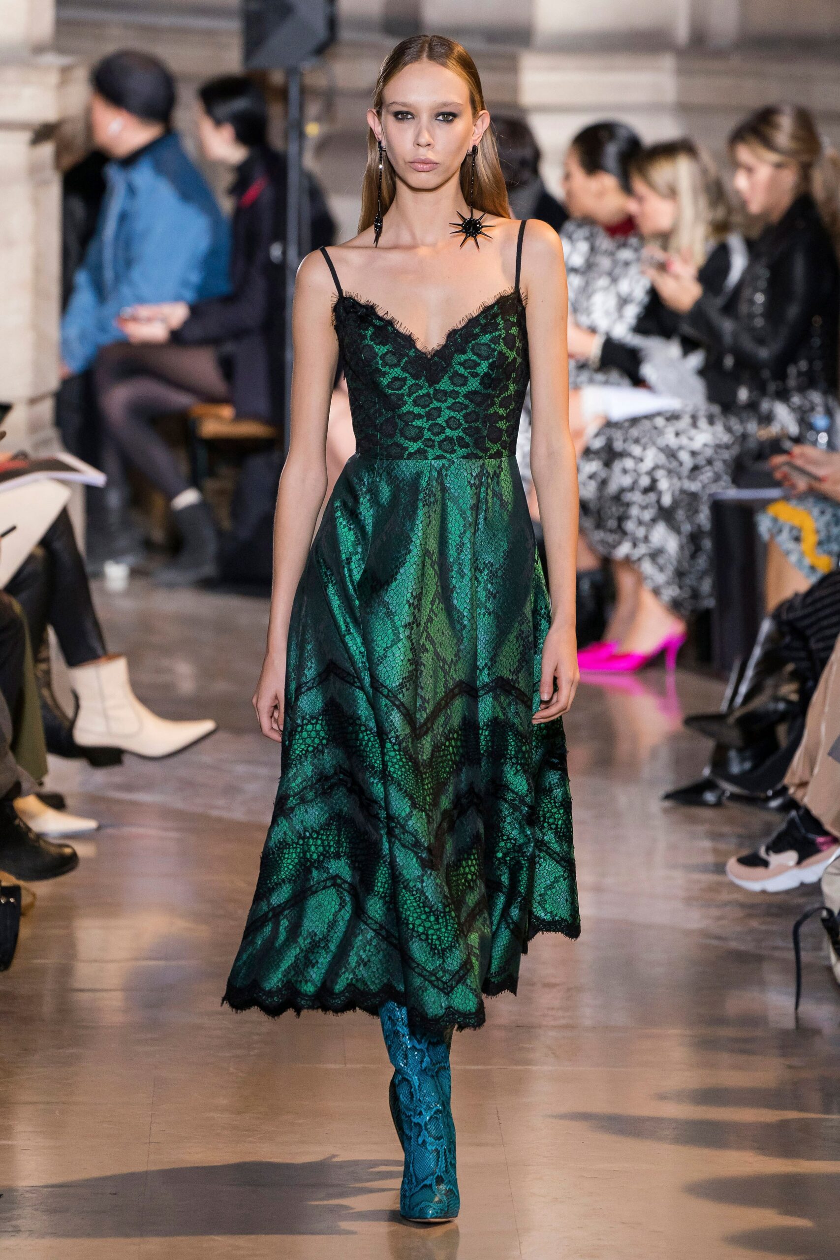 green silk sleeveless dress