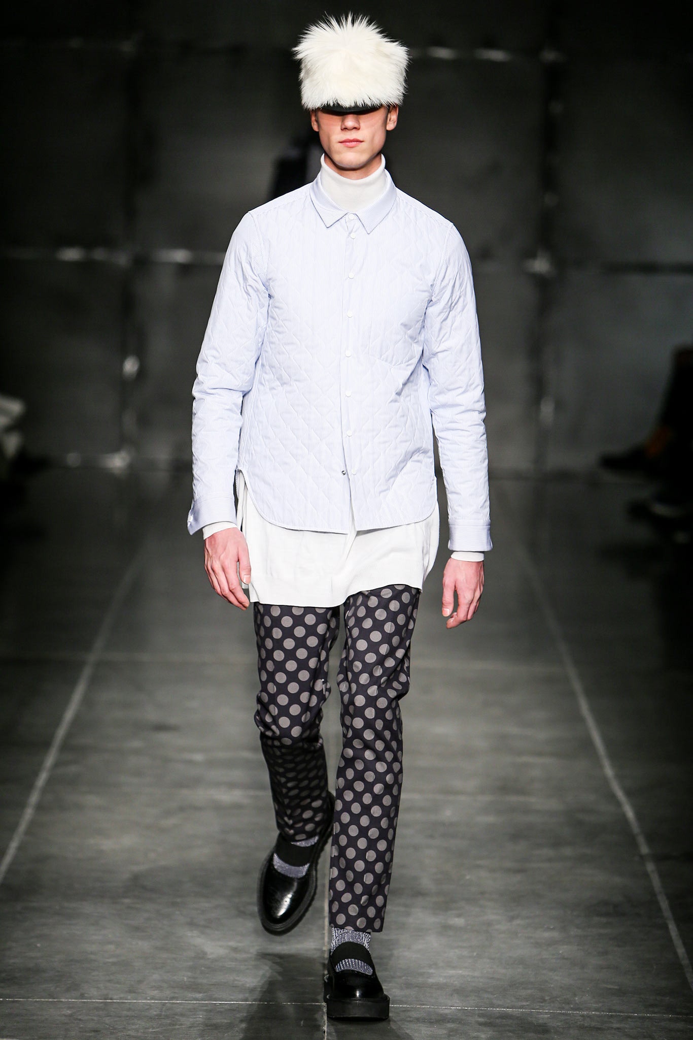 white quilted shirt with printed pants